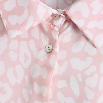 PSEEWE Za Roz Leopard Print Camasa din Satin Femei de Primăvară 2021 Vintage Maneca Lunga Elegante Femei Bluza Casual Butonul Femeie Tricou