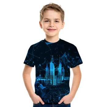 2021 Nou Brand Plus Dimensiune Tee Copii Fata Cămașă de Vară Oraș 3d Imprimate T-shirt Băiat cu mânecă Scurtă T-shirt 4-14t