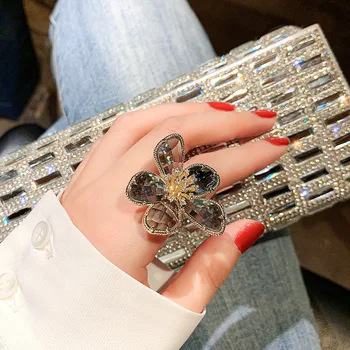 Super zână floare de cristal inel de personalitate de moda de a deschide degetul arătător ring bijuterii exagerate inel