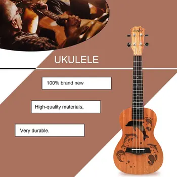 Profesionale Delfin Model Soprano Ukulele Uke Hawaii Chitara Sapele 4 Siruri De Caractere Lemn, Instrumente Muzicale Pentru Incepatori