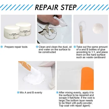 30g Paste Ceramice Gresie Adeziv Gresie Agent de Reparații autorizat Cadă Țiglă și Duș Kit de Reparare Portelan Kit de Reparare pentru Crack Cip 2 buc
