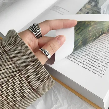 Bijoux 2020 Stil Simplu Argintiu Culoare Curea Inele Pentru Femei Cadouri Mari Reglabil Pe Deget Inele