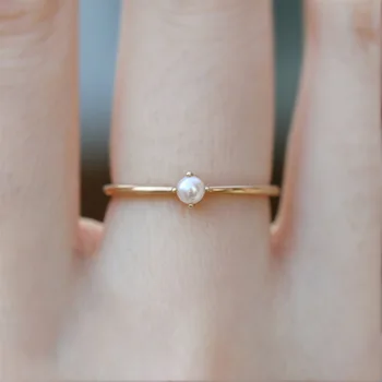 Nou plin de grație Mici Perle Inel pentru Femei Opal Inel Simplu de Aur Subțire Deget Inelul de sex Feminin inel de Logodna Bijuterii