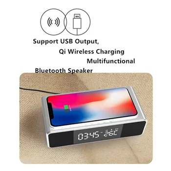 LED Ceas cu Alarma Electronic Temperatura Timp de Afișare Wireless Telefon Mobil de Încărcare Rapidă Radio FM compatibil Bluetooth Speaker