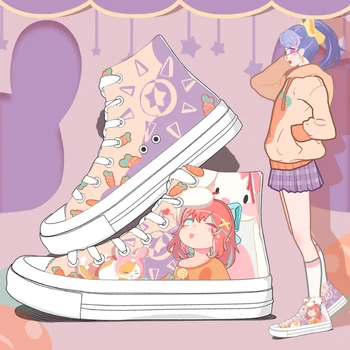 Amy și Michael Animație de Desene animate Drăguț de sex Feminin Elevii de Panza Mare de Top Adidași Femei Clasic Apartamente Dantelă Sus Pictată de Mână și Pantofi