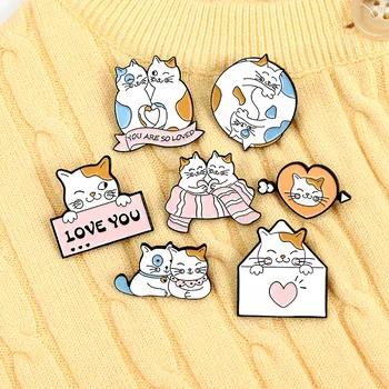Desene animate pisica pin te iubesc pisoi drăguț anti-orbire catarama denim rucsac brosa sac de decor insigna