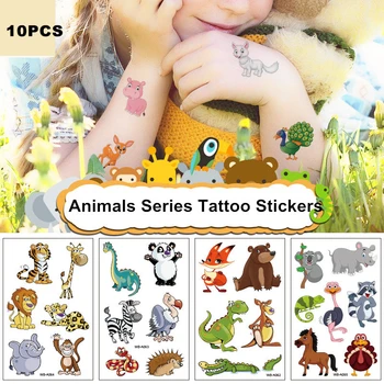 10buc Jucării pentru Copii Tatuaj Autocolante de Desene animate de Animale Girafa Tigher Bear Cat Impermeabil Organismului Fata de Copii Tatuaje Temporare Autocolant