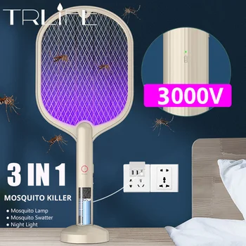 Picătură de Transport maritim de Trei-in-One 10 LED-uri Capcană Mosquito Killer Lampa 3000V Electric Bug Zapper USB Reîncărcabilă Vara Swatter Zbura Capcana